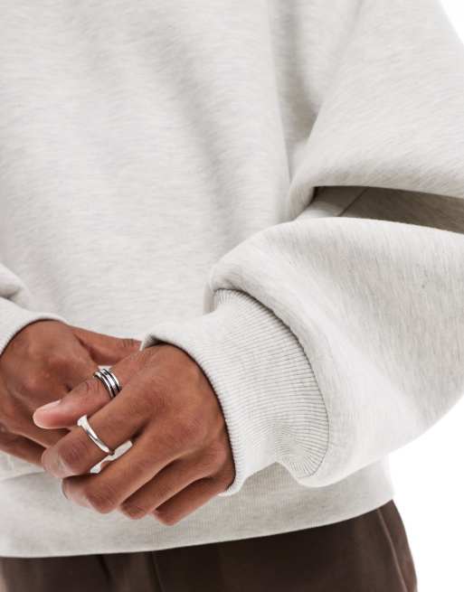 ASOS DESIGN heavyweight extreme oversized scuba sweatshirt in white heather 