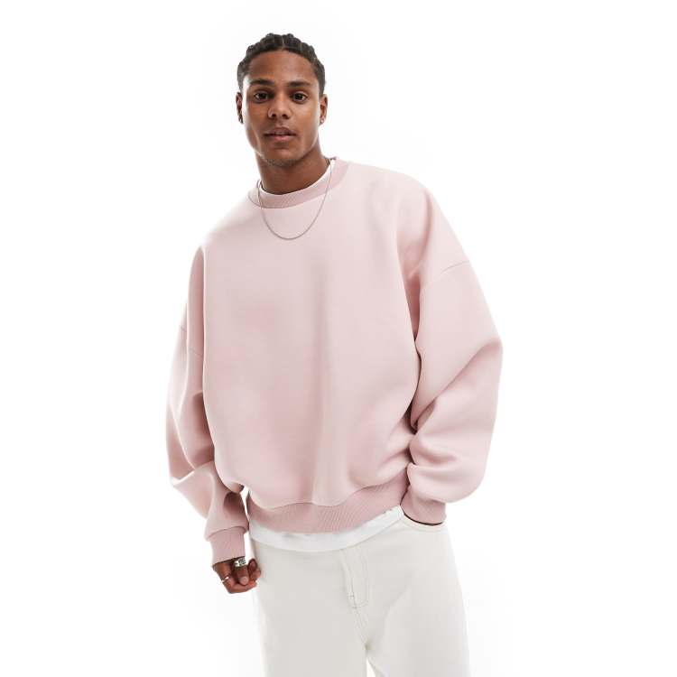 ASOS DESIGN heavyweight extreme oversized scuba sweatshirt in light pink ASOS