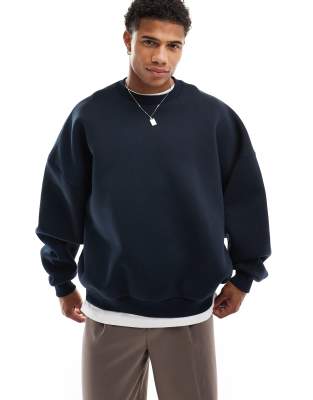 Asos Design Heavyweight Extreme Oversized Scuba Sweatshirt In Navy