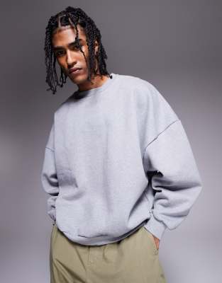 Asos Design Heavyweight Extreme Oversized Sweatshirt 400gsm In Gray
