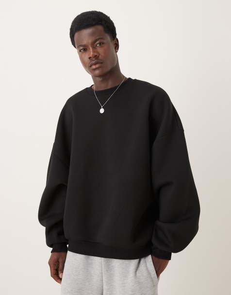 ASOS DESIGN heavyweight extreme oversized sweatshirt in  scuba-style fabric in black - BLACK - view 1