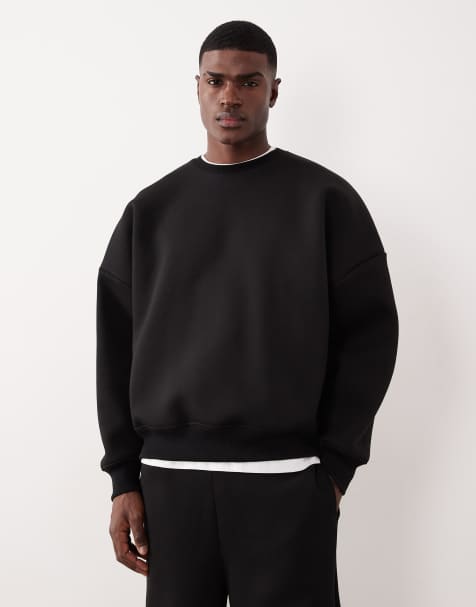 ASOS DESIGN heavyweight extreme oversized sweatshirt in scuba-style fabric in black  - BLACK - view 1