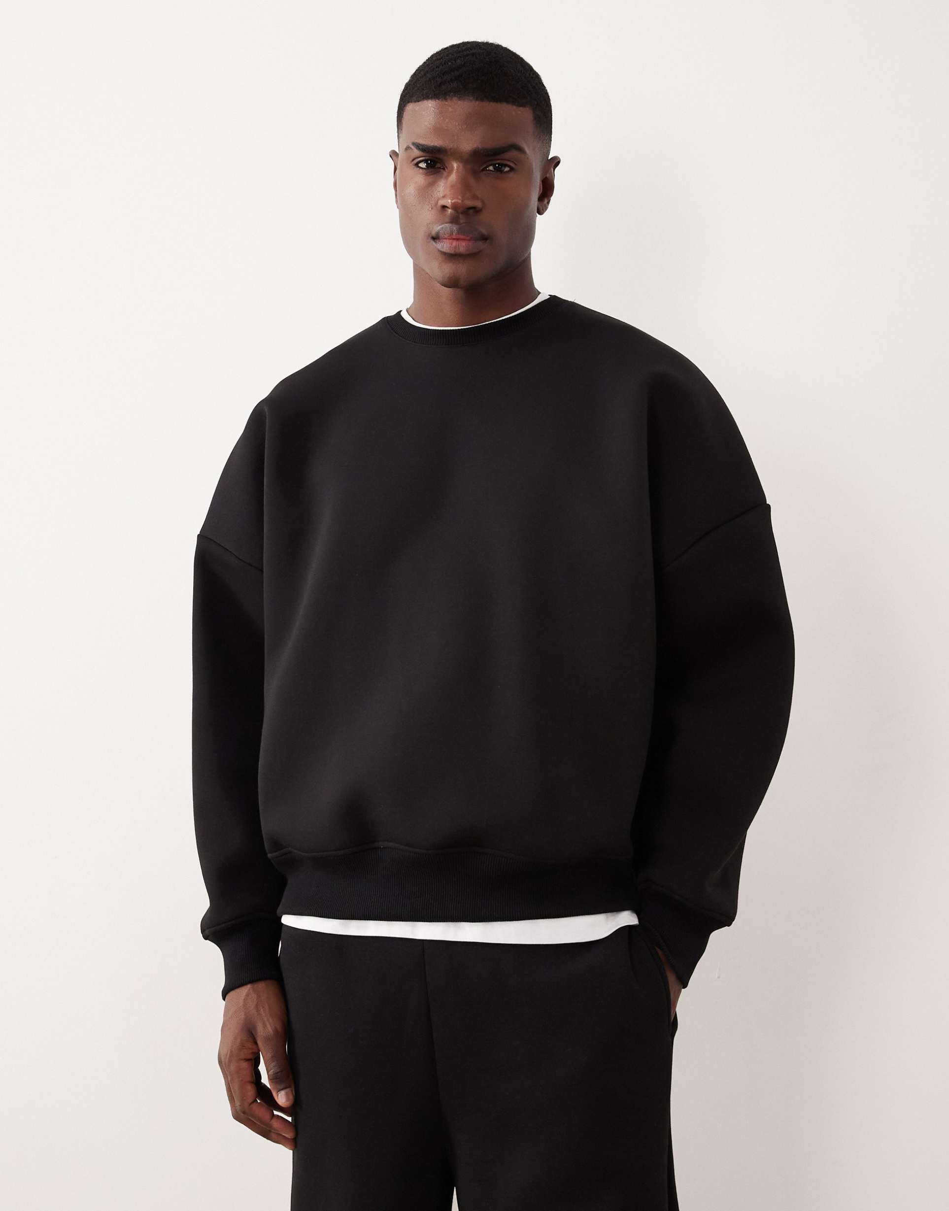 ASOS DESIGN heavyweight extreme oversized sweatshirt in scuba-style fabric in black  - BLACK