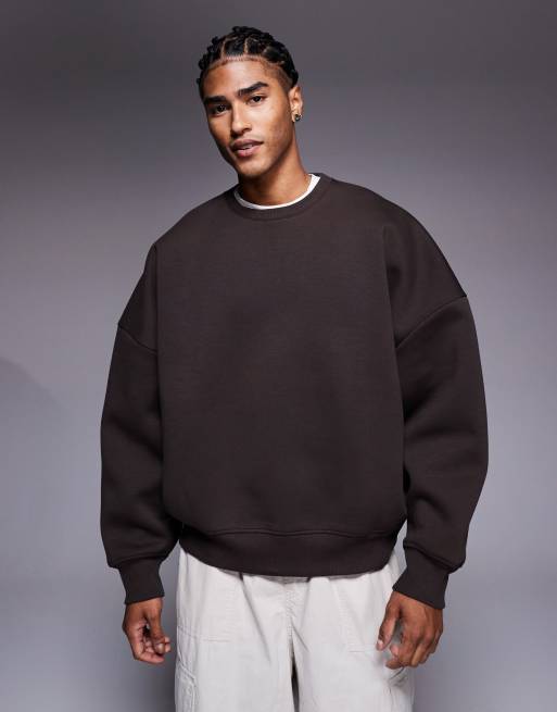 ASOS DESIGN heavyweight extreme oversized sweatshirt in scuba-style fabric in brown 