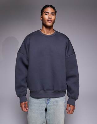 Asos Design Heavyweight Extreme Oversized Sweatshirt In Blue