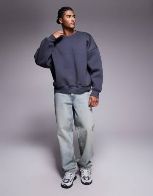 Asos Design Heavyweight Extreme Oversized Sweatshirt In Blue