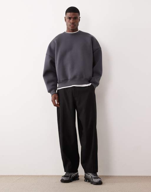 ASOS DESIGN heavyweight extreme oversized sweatshirt in scuba-style fabric in charcoal, 2 of 5