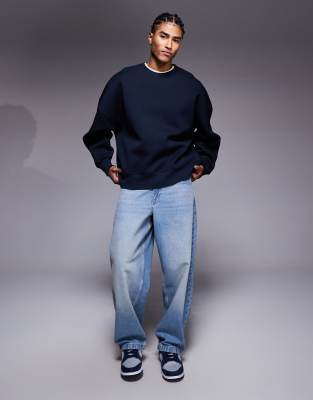 Asos Design Heavyweight Extreme Oversized Sweatshirt In Blue