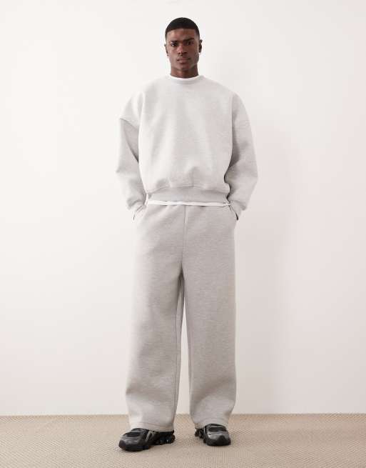 ASOS DESIGN heavyweight extreme oversized sweatshirt in scuba-style fabric in white marl, 2 of 5