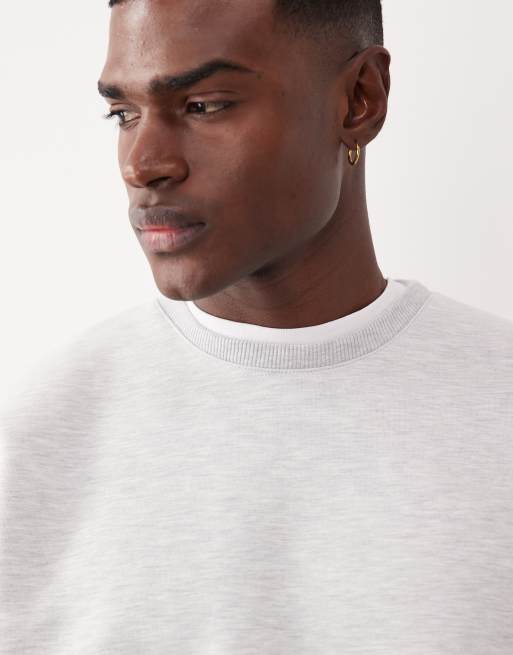 ASOS DESIGN heavyweight extreme oversized sweatshirt in scuba-style fabric in white marl, 5 of 5