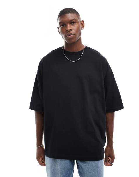 ASOS DESIGN heavyweight extreme oversized t-shirt 240gsm in black - BLACK - view 1