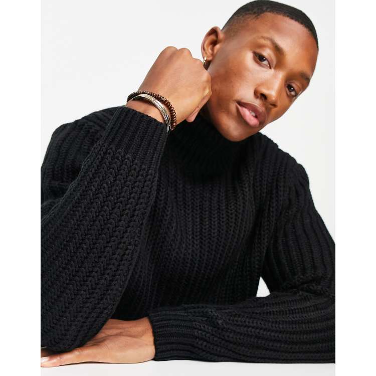 Asos black 2024 roll neck jumper