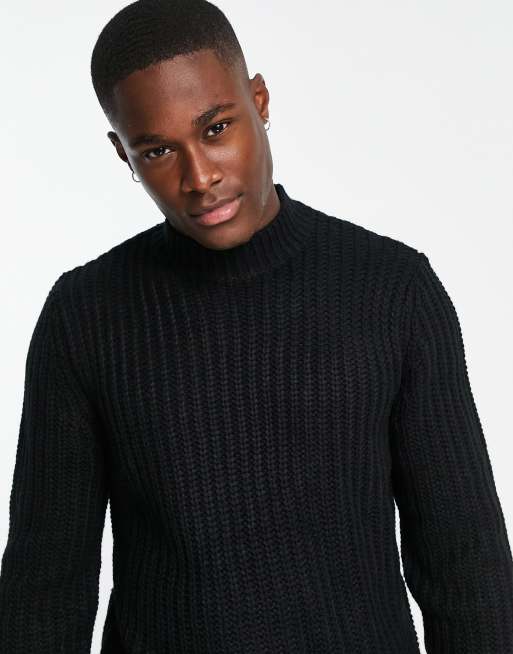 Black ribbed cheap turtleneck mens