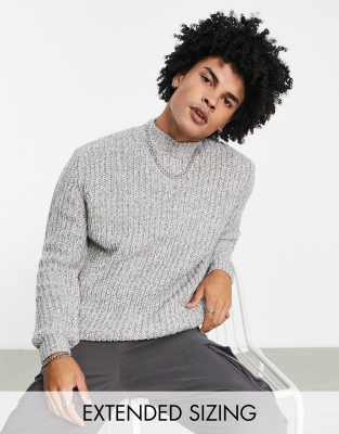 ASOS DESIGN oversized wide ribbed turtle neck sweater in blue