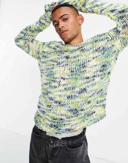 ASOS DESIGN heavyweight hand knit look jumper in green twist | ASOS