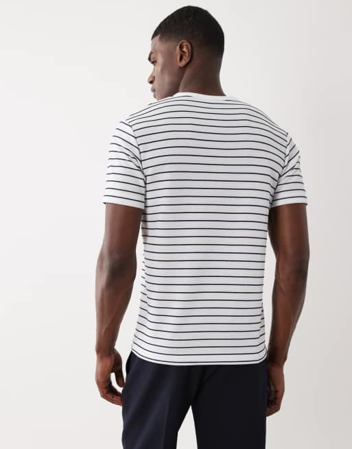 ASOS DESIGN heavyweight henley t-shirt in white stripe, 5 of 5