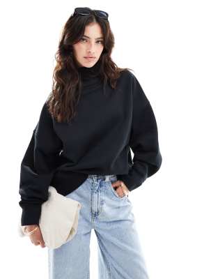 Asos Design Heavyweight High Neck Sweatshirt In Black