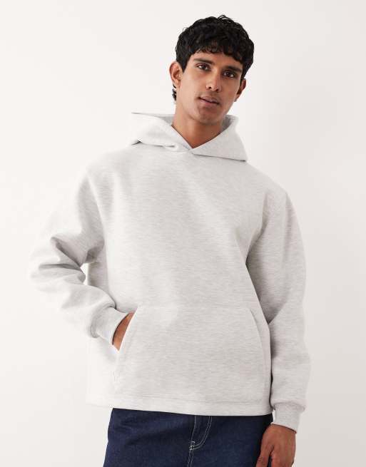 ASOS DESIGN heavyweight hoodie in scuba-style fabric in ice marl 