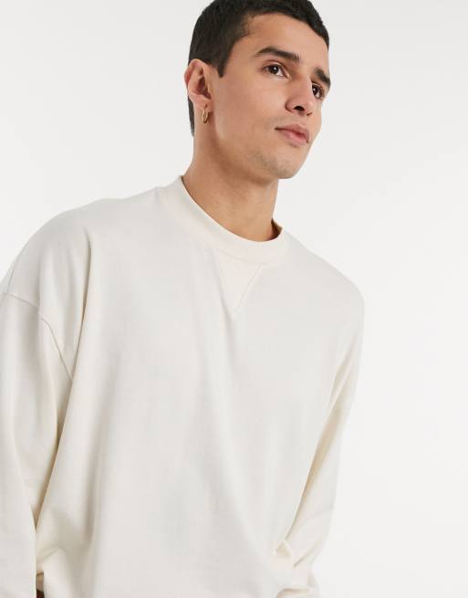 ASOS DESIGN heavyweight long sleeve t-shirt in beige