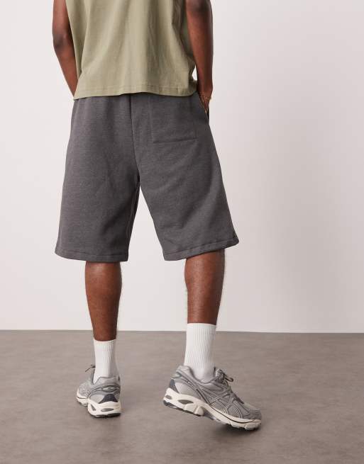 ASOS DESIGN heavyweight longer length shorts 400gsm in charcoal marl - CHARCOAL, 3 of 5