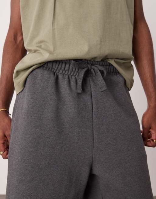 ASOS DESIGN premium heavyweight longer length shorts in charcoal marl - CHARCOAL