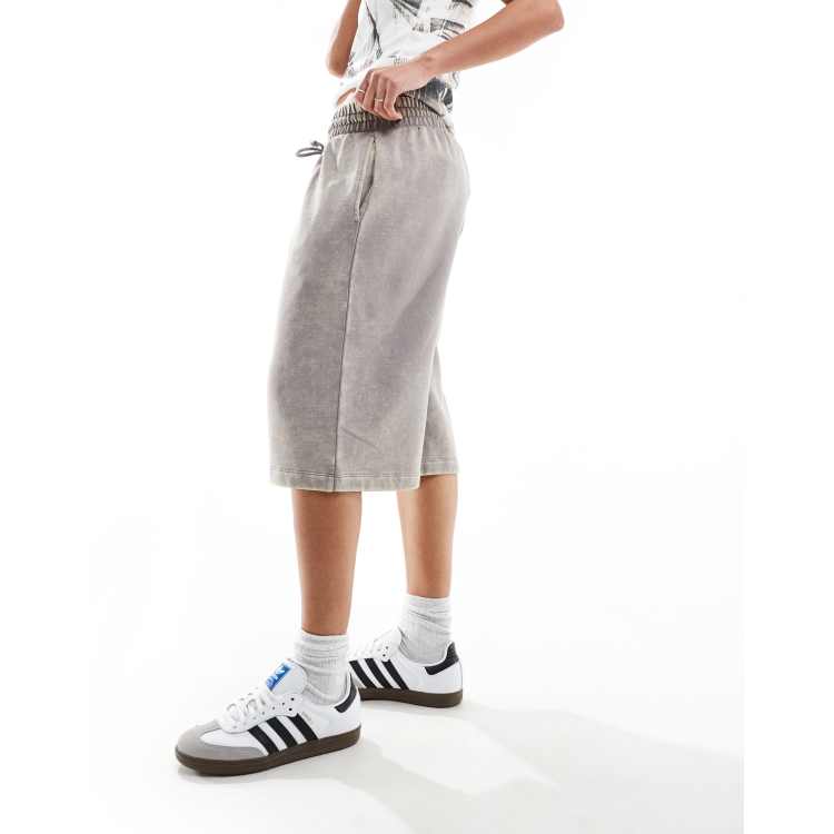 ClassicfuncenterShops pantalon avec bretelles kiabi et legging petit bateau ClassicfuncenterShops DESIGN heavyweight longline sweat shorts in acid grey wash