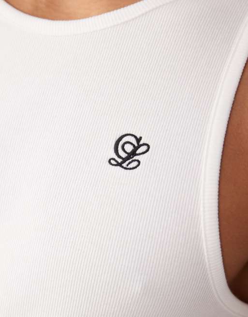 ASOS DESIGN heavyweight muscle fit singlet with embroidery in white, 2 of 5