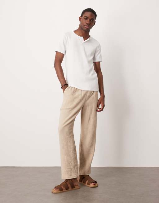 ASOS DESIGN heavyweight muscle fit t-shirt with open neck in white rib  , 3 of 4