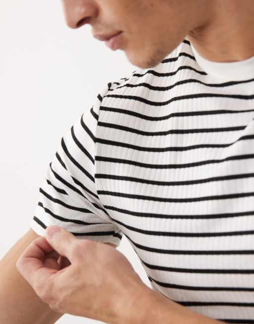 ASOS DESIGN heavyweight muscle t-shirt in black stripe , 3 of 5