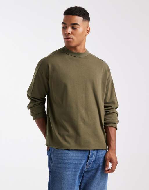 ASOS DESIGN heavyweight oversized boxy drop armhole t-shirt in khaki 