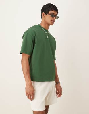 asos ASOS DESIGN heavyweight oversized boxy drop shoulder t-shirt in green
