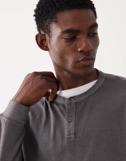 ASOS DESIGN heavyweight oversized boxy long sleeve t-shirt in charcoal garment dye, 5 of 5