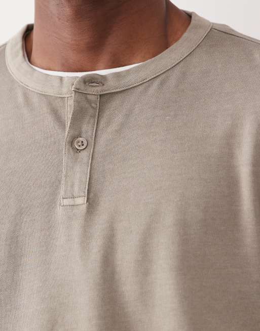 ASOS DESIGN heavyweight oversized boxy long sleeve T-shirt in washed stone, 5 of 5