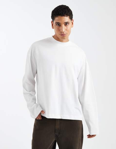 ASOS DESIGN heavyweight oversized boxy long sleeve t-shirt in white - view 1