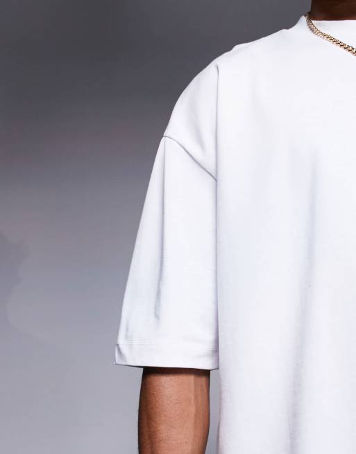 ASOS DESIGN heavyweight oversized boxy mid sleeve T-shirt in white