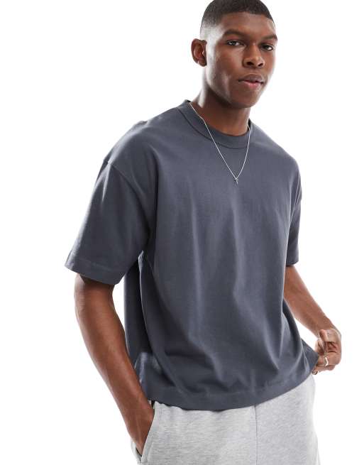 ASOS DESIGN heavyweight oversized boxy t-shirt 240gsm in charcoal 