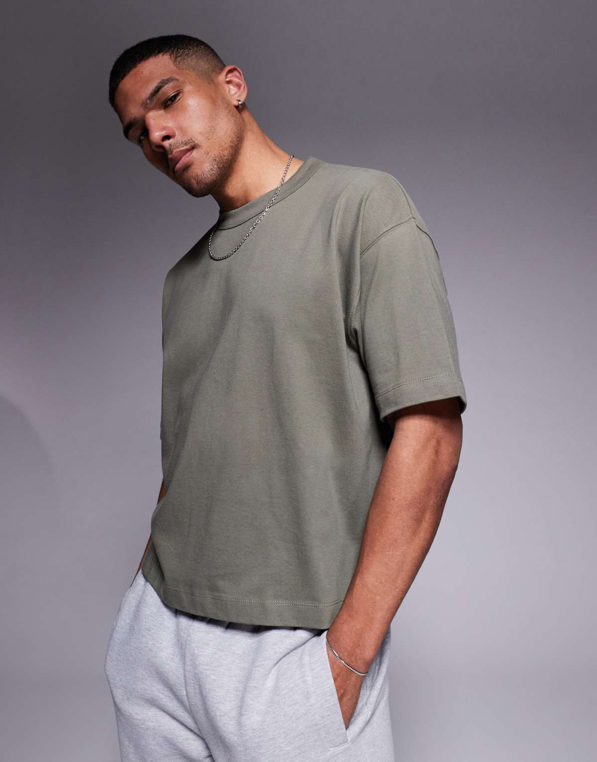 ASOS DESIGN heavyweight oversized boxy t-shirt 240gsm in khaki - KHAKI