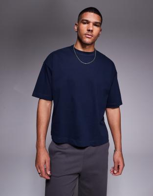 Asos Design Heavyweight Oversized Boxy T-shirt 240gsm In Blue