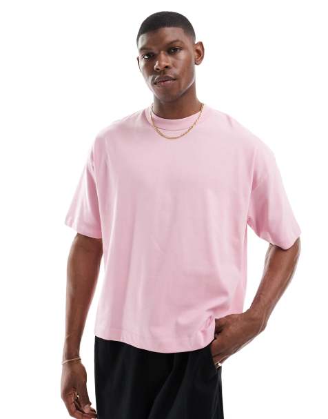 ASOS DESIGN heavyweight oversized boxy t-shirt 240gsm in pink - view 1