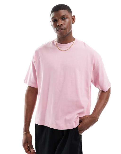ASOS DESIGN heavyweight oversized boxy t-shirt 240gsm in pink 