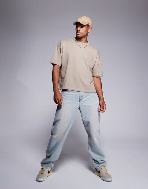 ASOS DESIGN heavyweight oversized boxy t-shirt 240gsm in stone - view 1