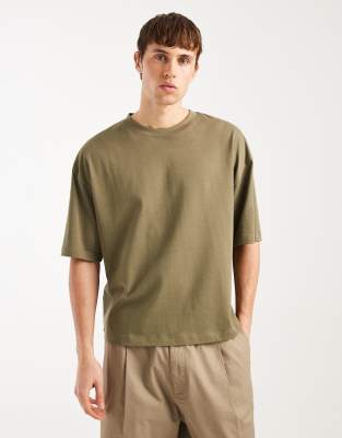Asos Design Heavyweight Oversized Boxy T-shirt In Green