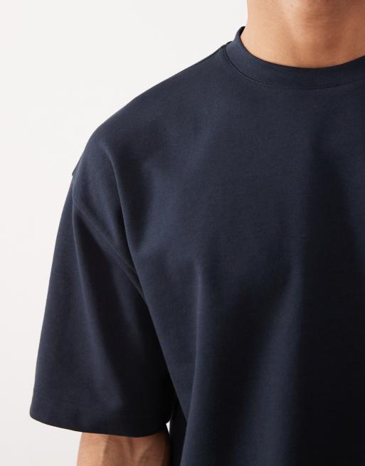ASOS DESIGN heavyweight oversized boxy t-shirt in navy soft touch, 5 of 5
