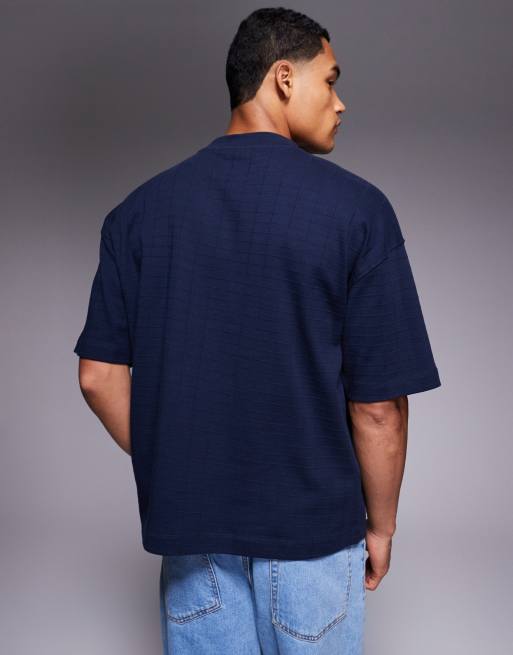 ASOS DESIGN heavyweight oversized boxy t-shirt in navy square texture, 5 of 5