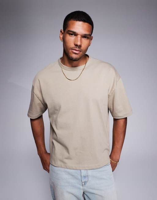 ASOS DESIGN heavyweight oversized boxy t-shirt in stone  , 3 of 5