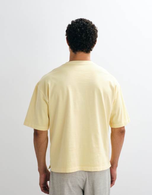 ASOS DESIGN heavyweight oversized boxy t-shirt in washed yellow, 3 of 9