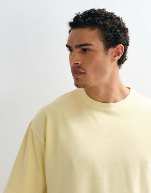 ASOS DESIGN heavyweight oversized boxy t-shirt in washed yellow, 4 of 9