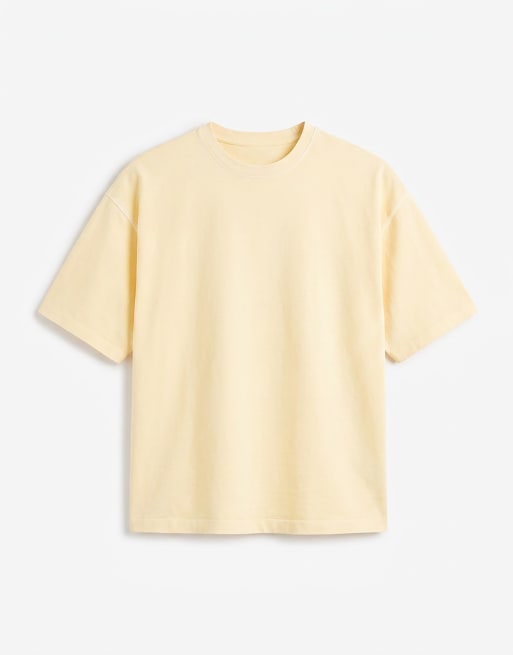 ASOS DESIGN heavyweight oversized boxy t-shirt in washed yellow, 6 of 9