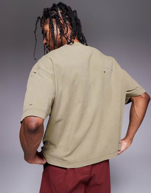 ASOS DESIGN heavyweight oversized boxy washed t-shirt in stone  , 2 of 4
