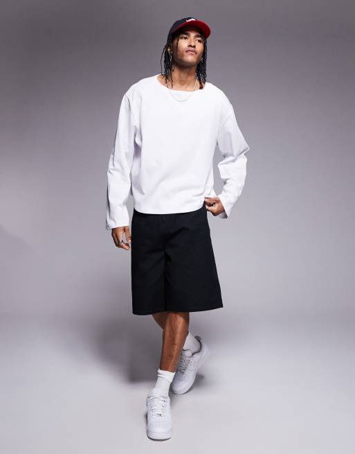 ASOS DESIGN heavyweight oversized boxy wide neck t-shirt in white